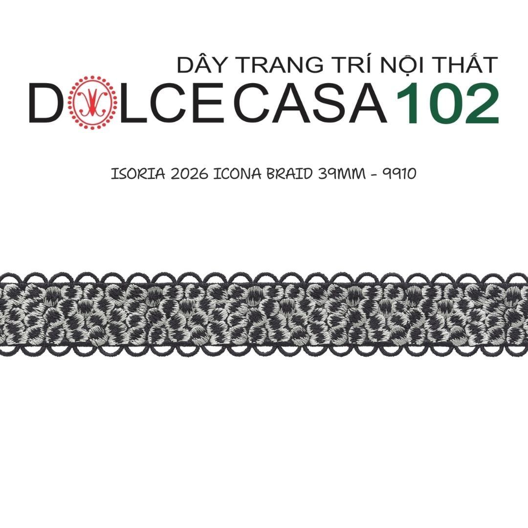  ICONA ISORIA 2026 dây viền thêu có mép cong hình sò có tại kho nhà SX 
