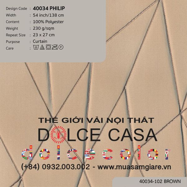 40034-101 PHILIP vải may rèm Nitas Thái Lan 2023 138cm
