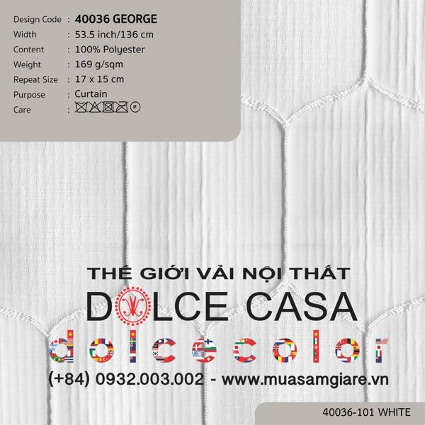 40036-101 GEORGE vải may rèm Nitas Thái Lan 2023 136cm