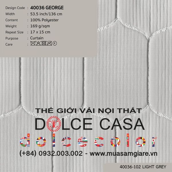 40036-101 GEORGE vải may rèm Nitas Thái Lan 2023 136cm