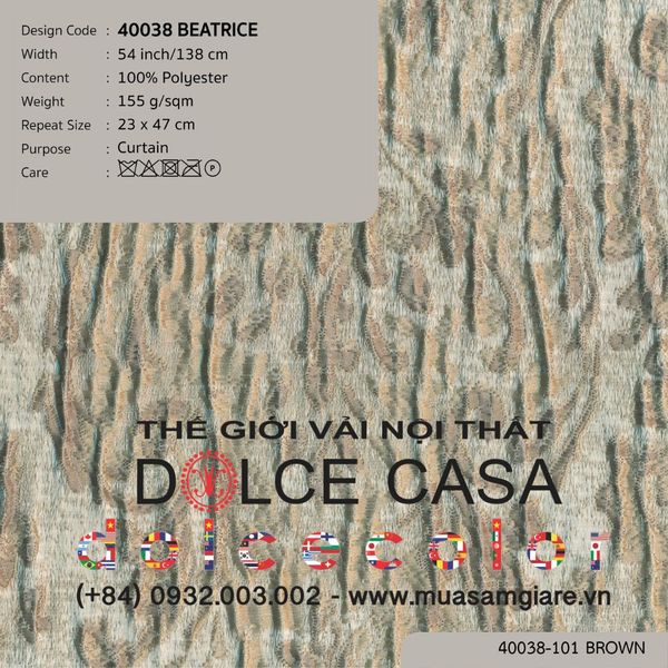 40038-101 BEATRICE vải may rèm Nitas Thái Lan 2023 138cm