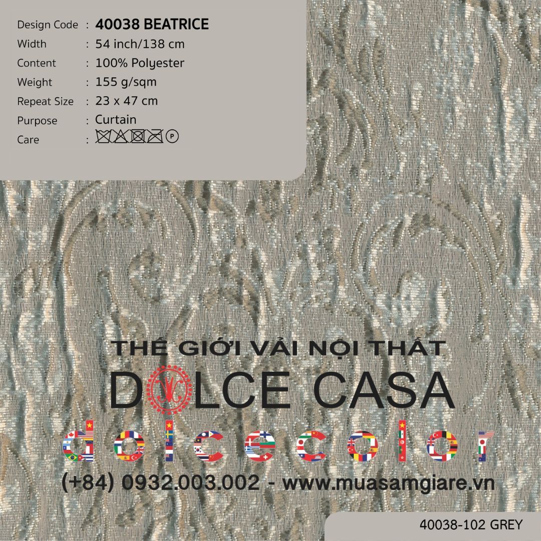  40038 BEATRICE vải rèm cửa Nitas Thái Lan 2023 138cm 
