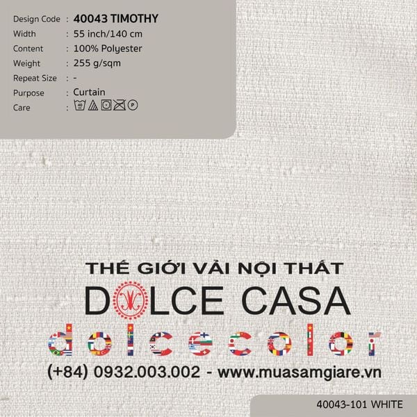 40043-101 TIMOTHY vải may rèm Nitas Thái Lan 2023 140cm