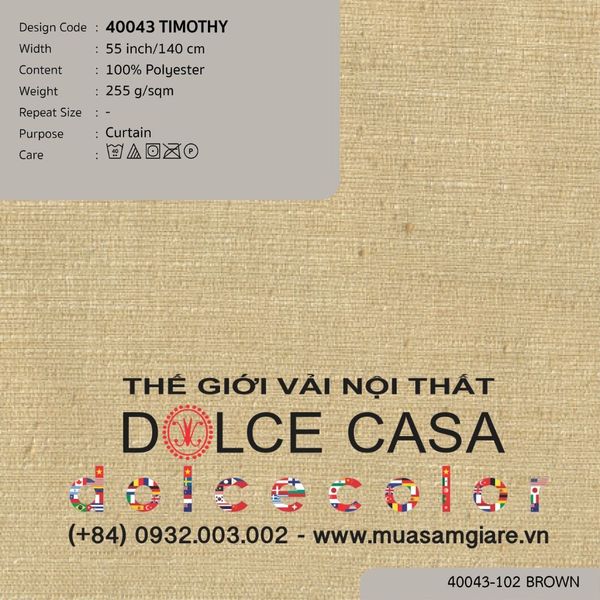 40043-101 TIMOTHY vải may rèm Nitas Thái Lan 2023 140cm