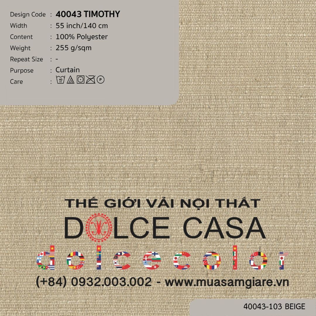  40043 TIMOTHY vải rèm cửa Nitas Thái Lan 2023 140cm 