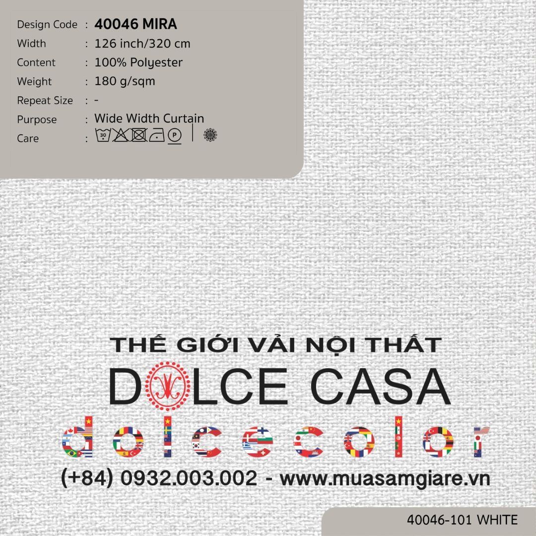  40046 MIRA vải rèm cửa Nitas Thái Lan 2024 320cm 