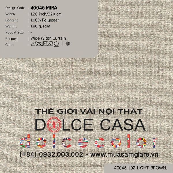 40046-101 MIRA vải may rèm Nitas Thái Lan 2024 320cm