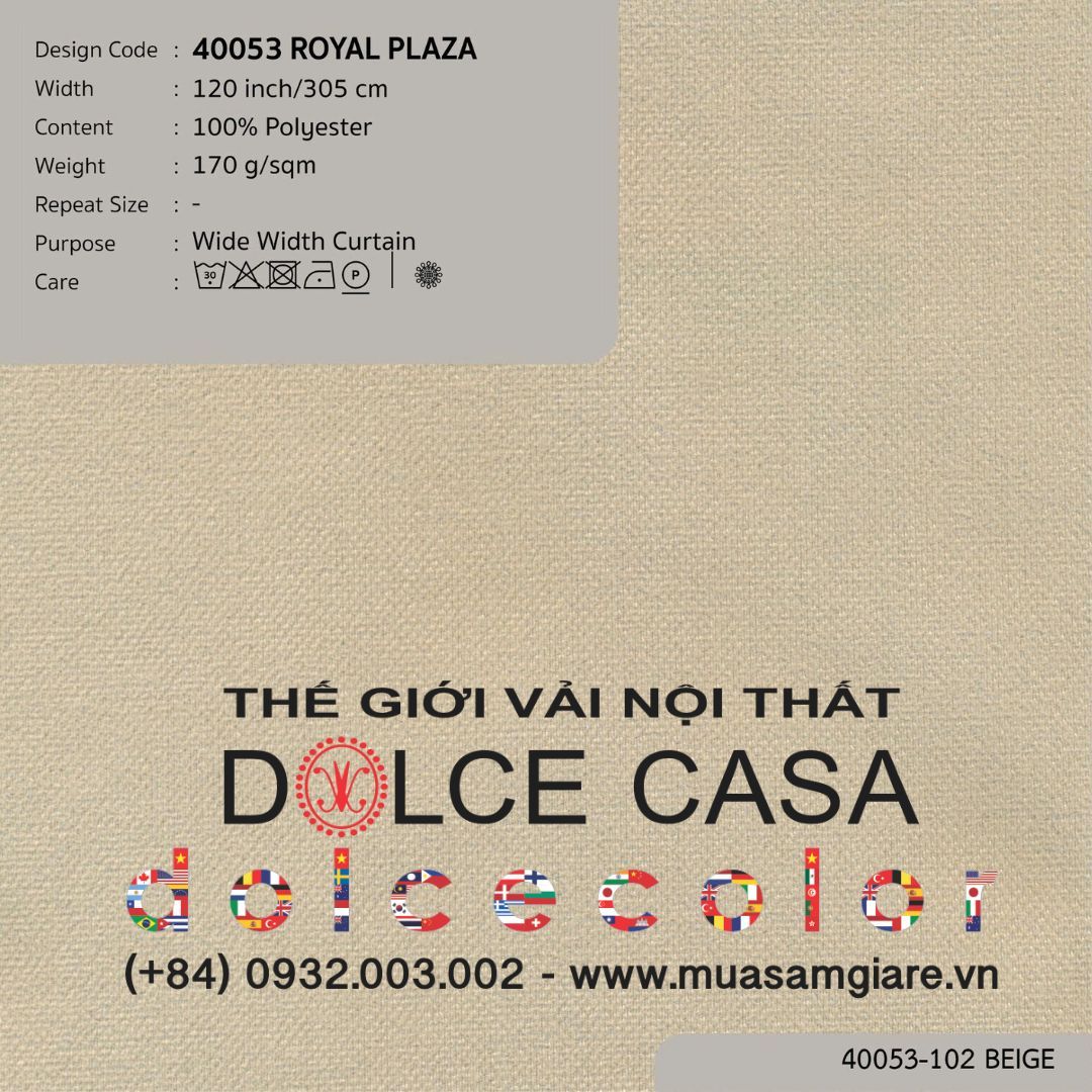  40053 ROYAL PLAZA vải rèm cửa Nitas Thái Lan 2024 305cm 