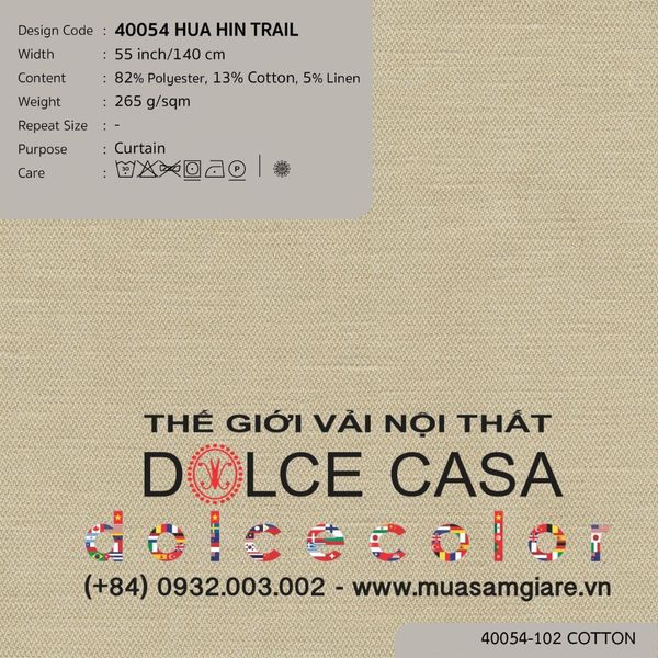  40054 HUA HIN TRAIL vải rèm cửa Nitas Thái Lan 2026 140cm 