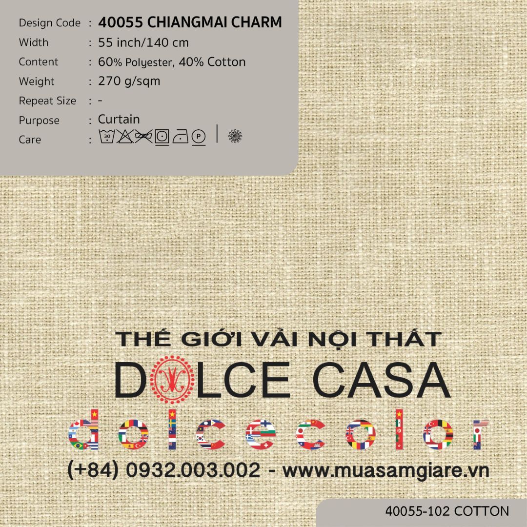  40055 CHIANGMAI CHARM vải rèm cửa Nitas Thái Lan 2026 140cm 