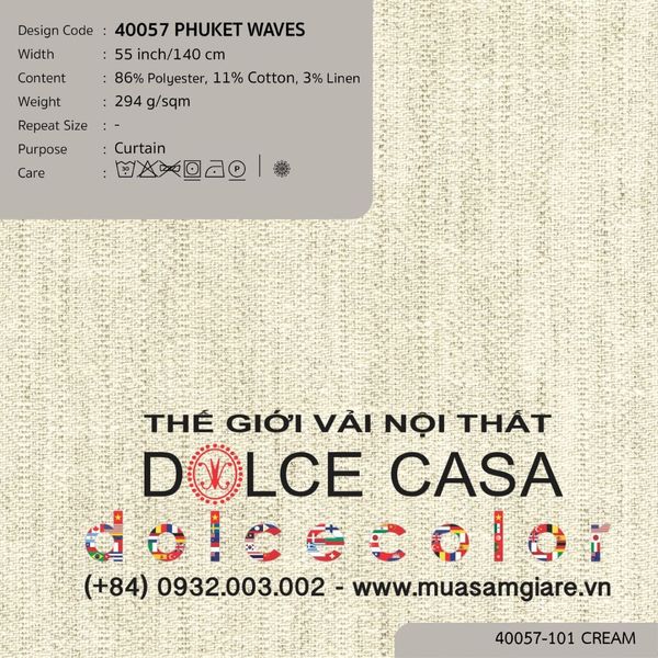 40057 PHUKET WAVES vải rèm cửa Nitas Thái Lan 2026 140cm 