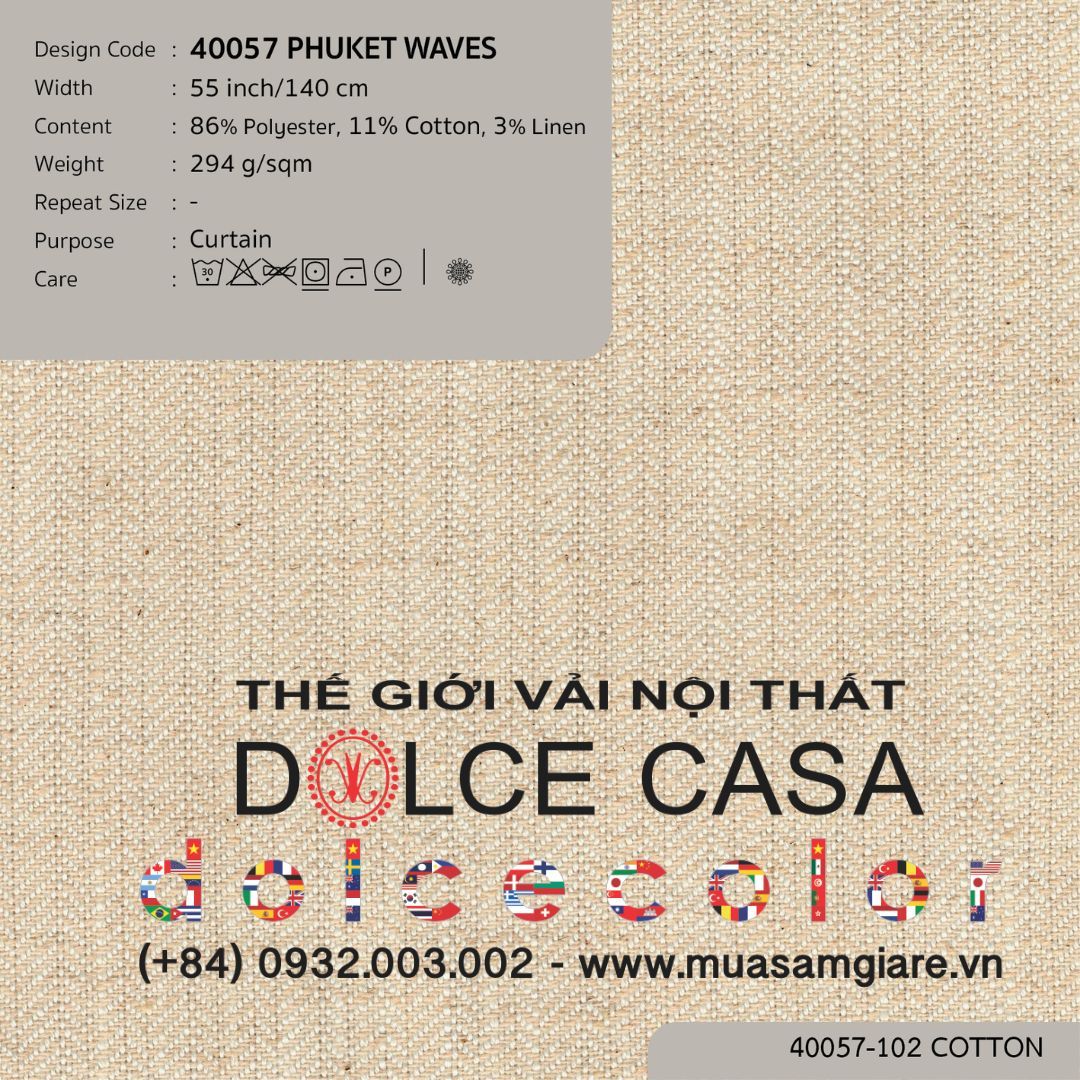  40057 PHUKET WAVES vải rèm cửa Nitas Thái Lan 2026 140cm 