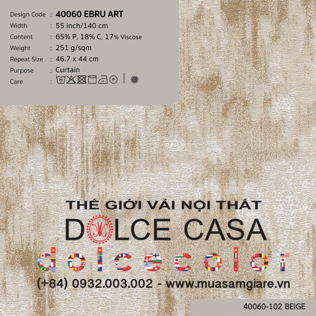  40060 vải màn rèm cửa EBRU ART 6 màu copyright 2025 