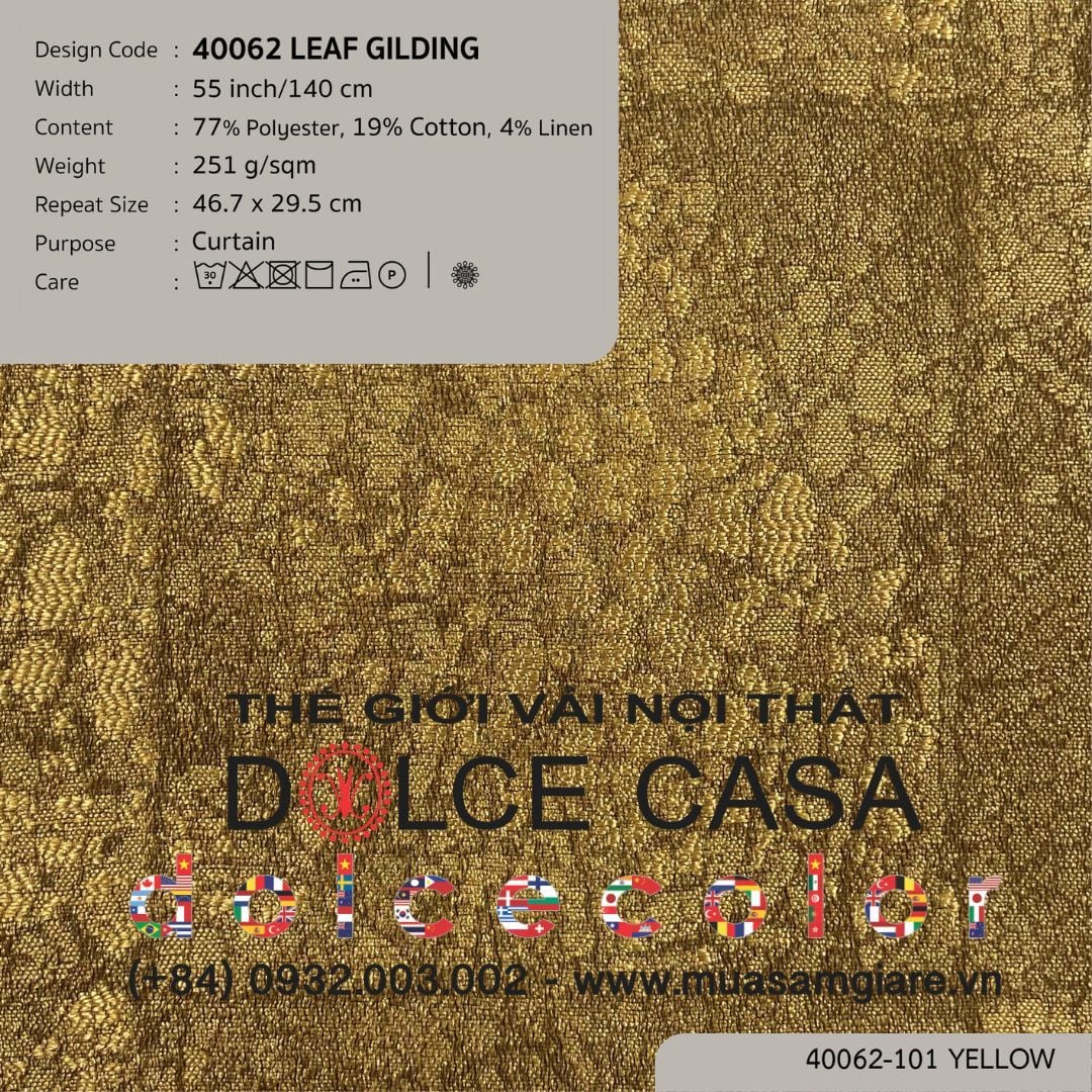  40062 vải màn rèm cửa LEAF GILDING 2 màu copyright 2025 