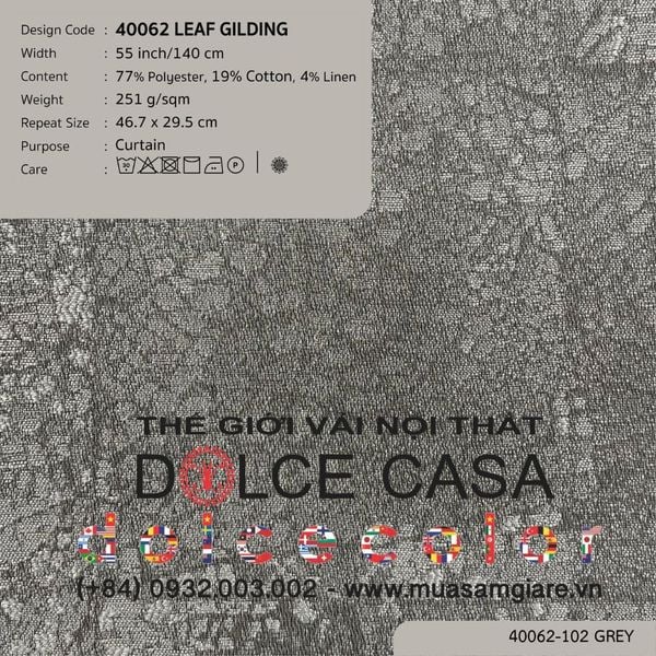  40062 vải màn rèm cửa LEAF GILDING 2 màu copyright 2025 