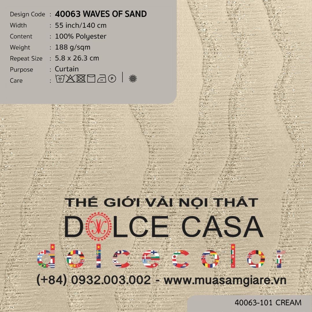  40063 vải màn rèm cửa WAVES OF SAND 2 màu copyright 2025 