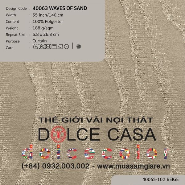  40063 vải màn rèm cửa WAVES OF SAND 2 màu copyright 2025 