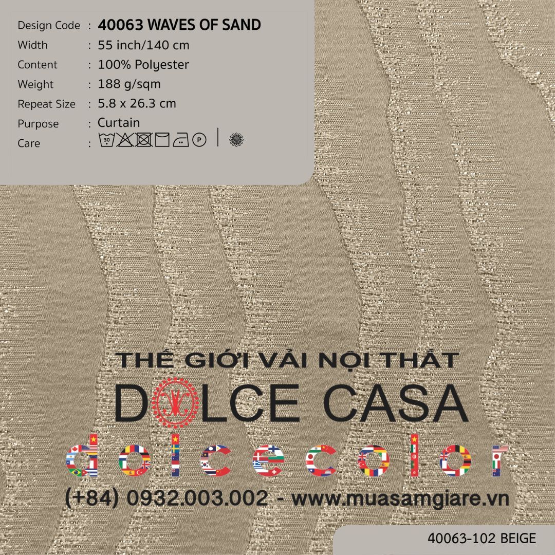  40063 vải màn rèm cửa WAVES OF SAND 2 màu copyright 2025 