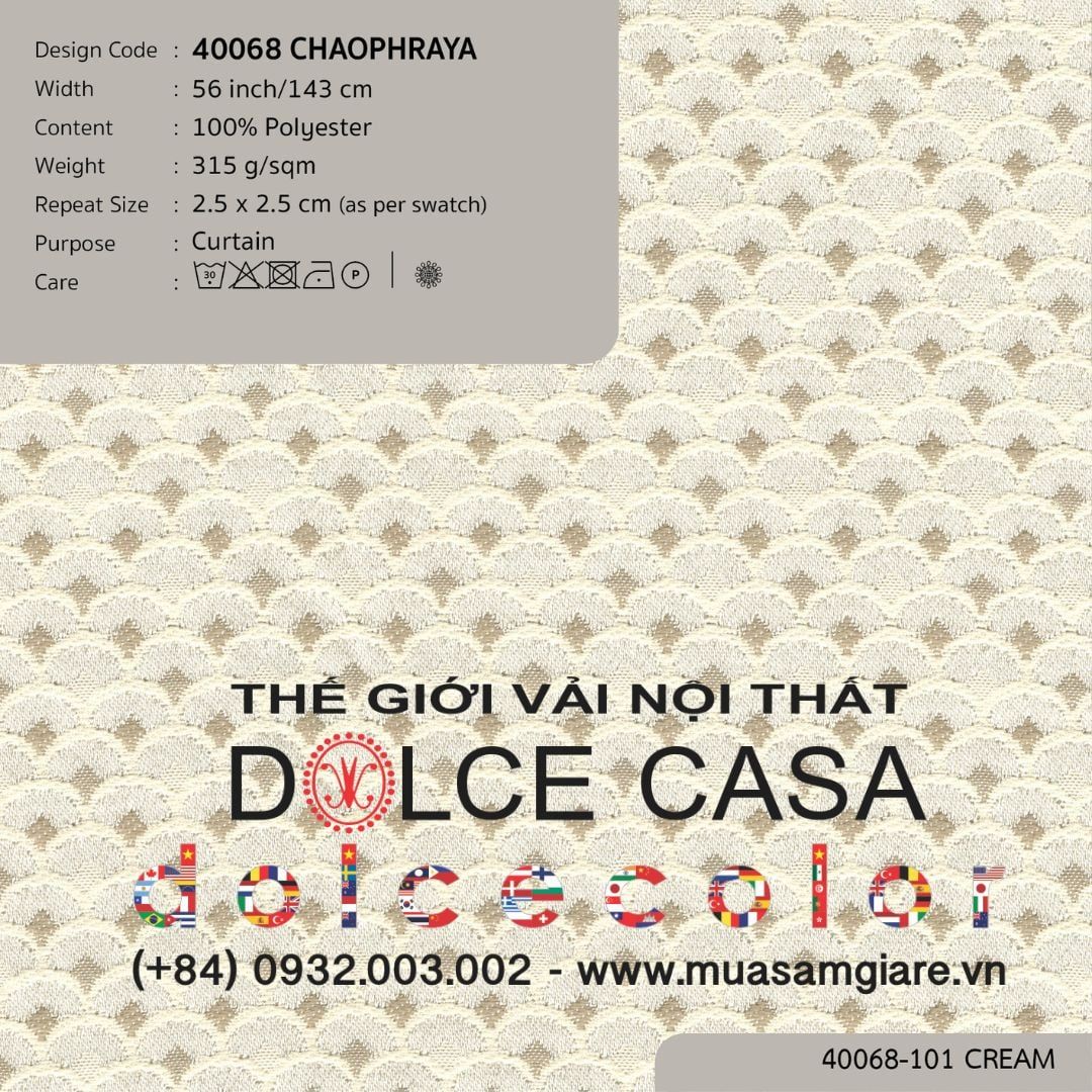  40068 CHAOPHRAYA vải rèm cửa Nitas Thái Lan 2026 143cm 