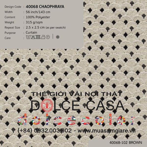  40068 CHAOPHRAYA vải rèm cửa Nitas Thái Lan 2026 143cm 