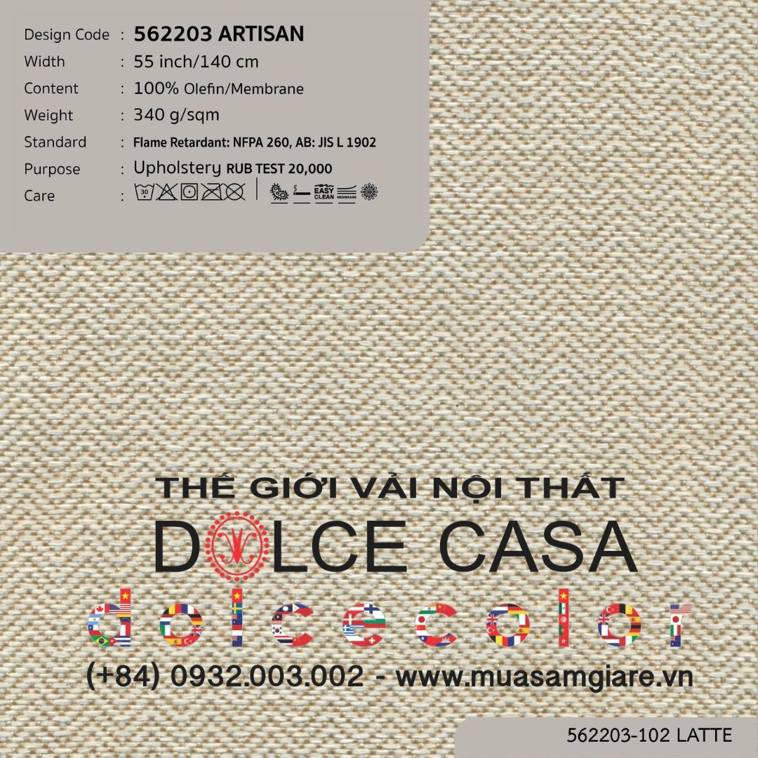  562203 ARTISAN  vải bọc ghế Nitas Thái Lan 2023 140cm 