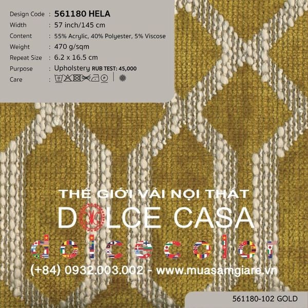 561180-101 HELA vải bọc sofa Nitas Thái Lan 2020 145cm