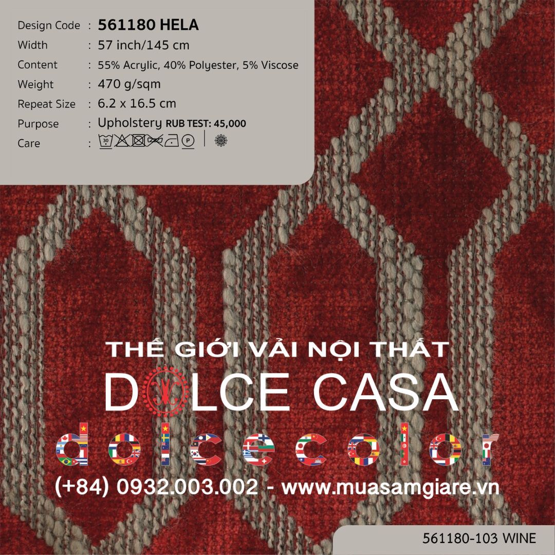  561180 HELA vải bọc ghế Nitas Thái Lan 2020 145cm 