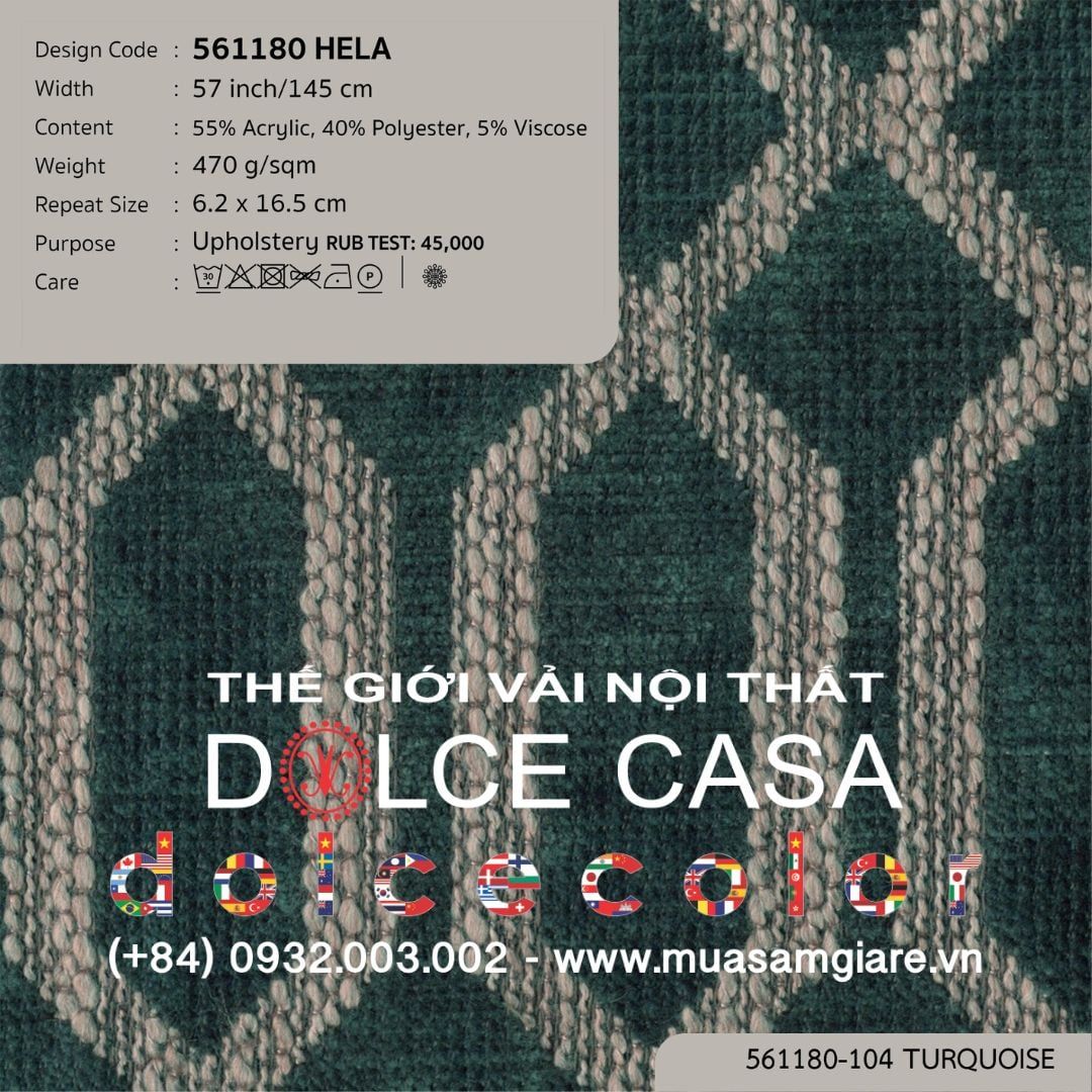  561180 HELA vải bọc ghế Nitas Thái Lan 2020 145cm 