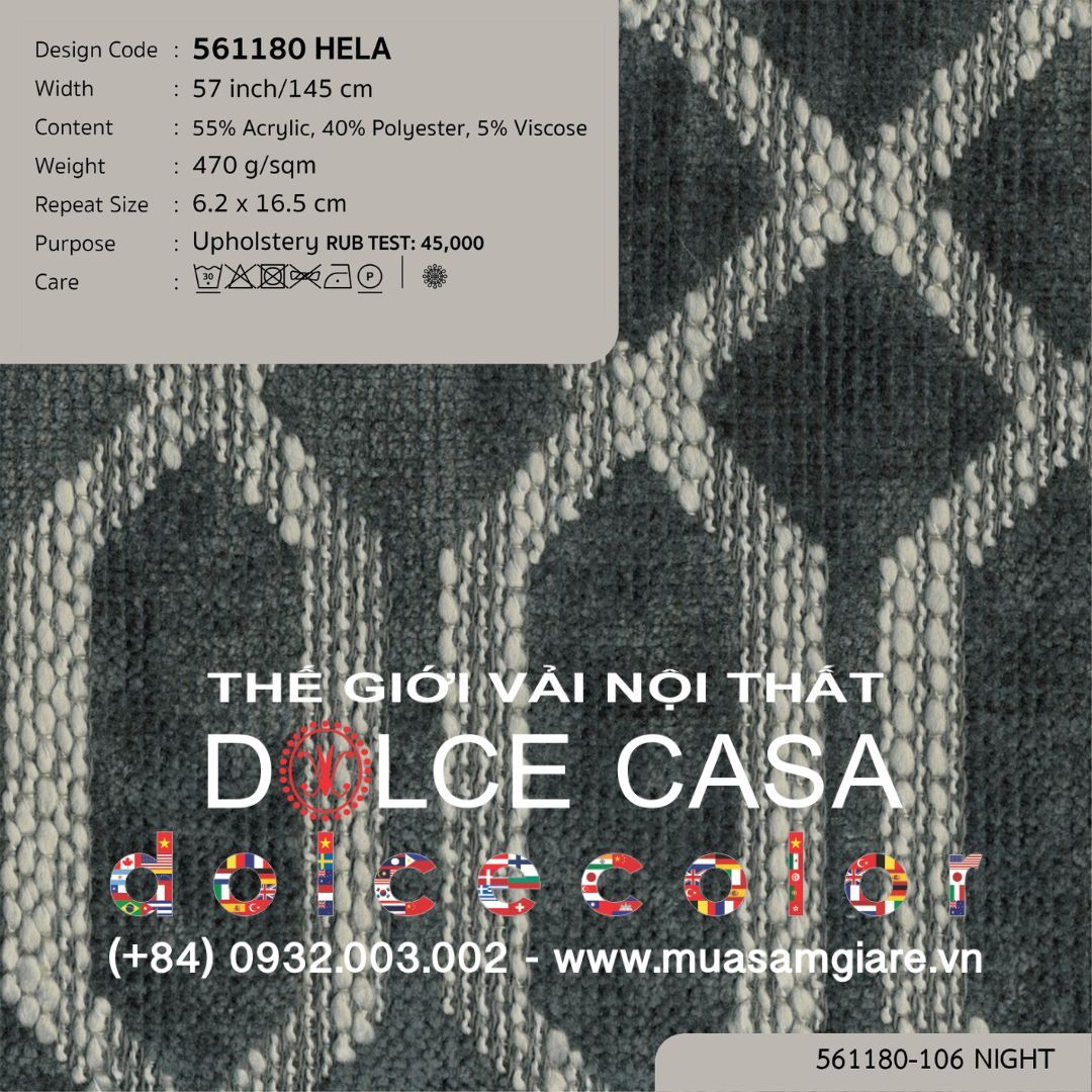  561180 HELA vải bọc ghế Nitas Thái Lan 2020 145cm 