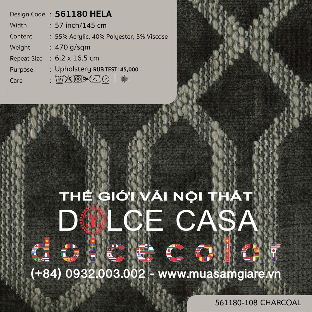  561180 HELA vải bọc ghế Nitas Thái Lan 2020 145cm 