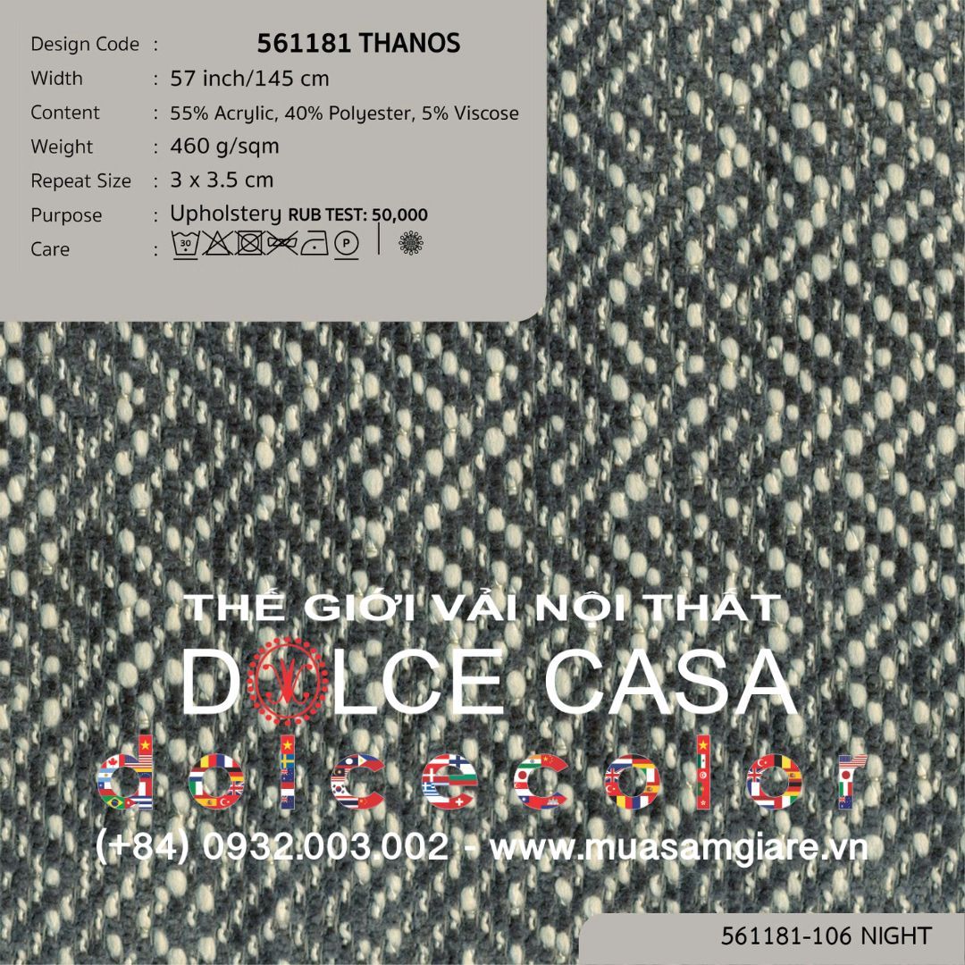  561181 THANOS vải bọc ghế Nitas Thái Lan 2022 145cm 