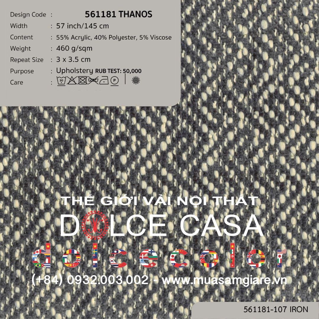  561181 THANOS vải bọc ghế Nitas Thái Lan 2022 145cm 