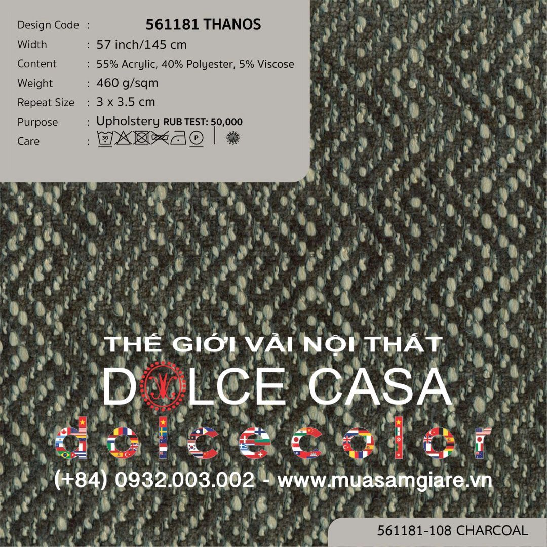  561181 THANOS vải bọc ghế Nitas Thái Lan 2022 145cm 