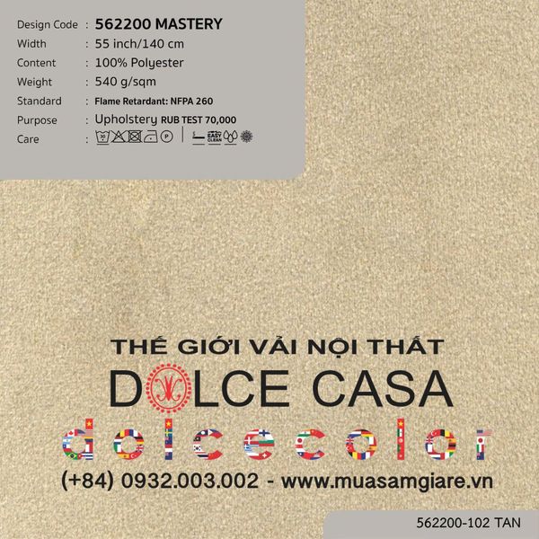 562200-101 MASTERY vải bọc sofa Nitas Thái Lan 2022 140cm