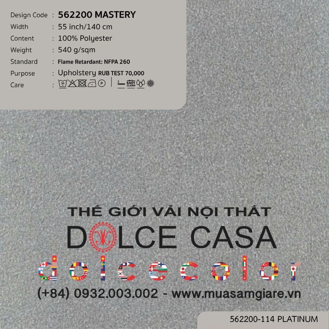  562200 MASTERY vải bọc ghế Nitas Thái Lan 2022 140cm 