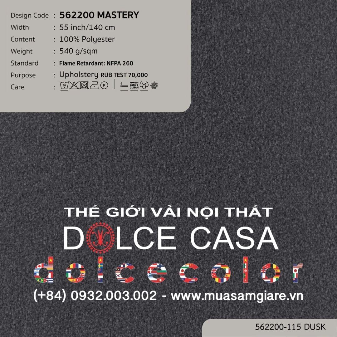  562200 MASTERY vải bọc ghế Nitas Thái Lan 2022 140cm 