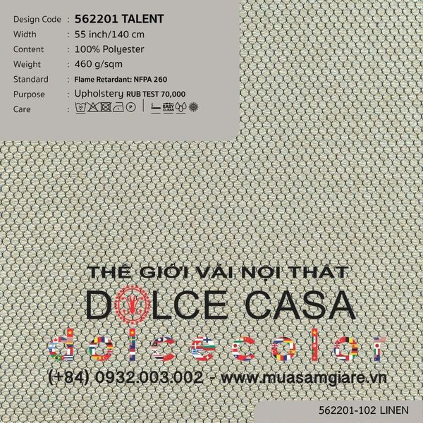 562201-101 TALENT vải bọc sofa Nitas Thái Lan 2022 140cm