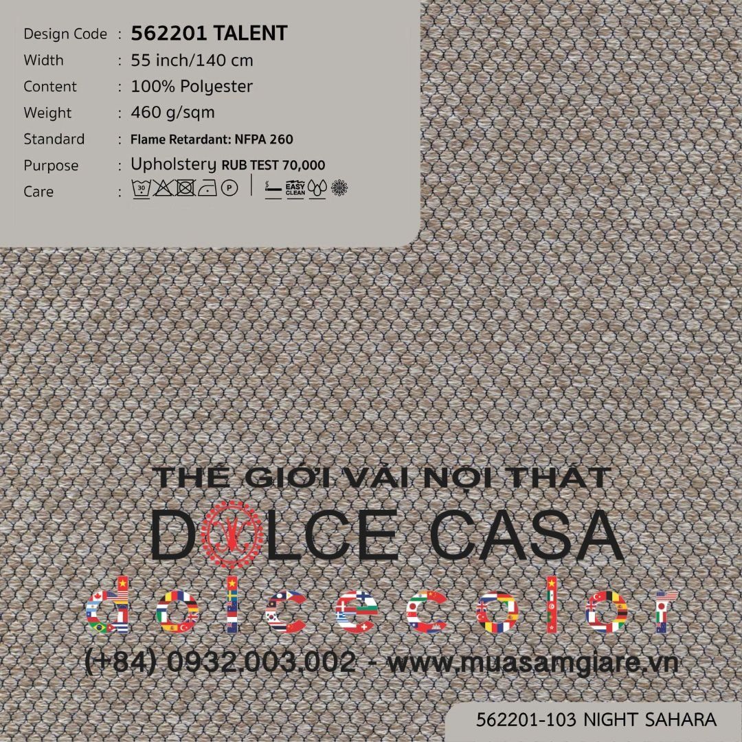  562201 TALENT vải bọc ghế Nitas Thái Lan 2022 140cm 