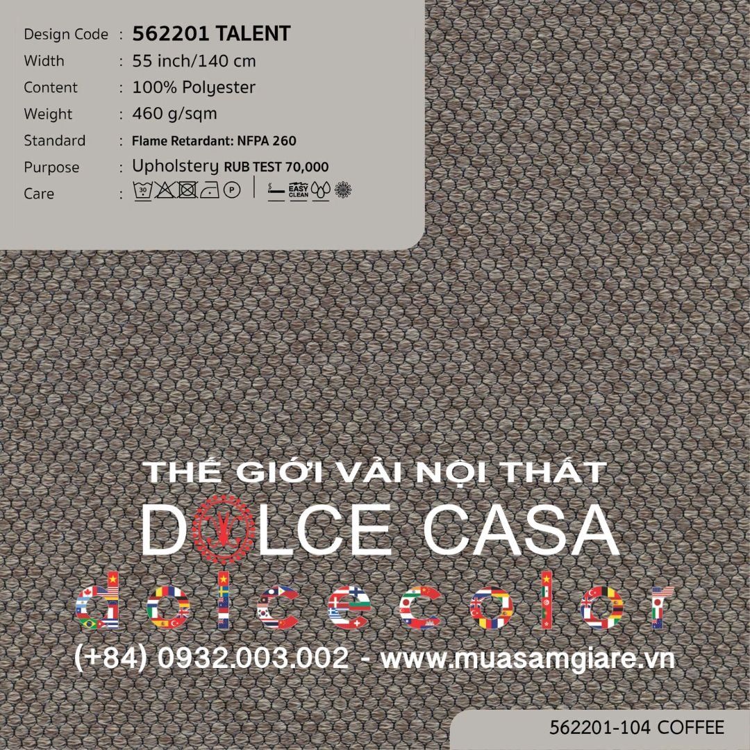  562201 TALENT vải bọc ghế Nitas Thái Lan 2022 140cm 