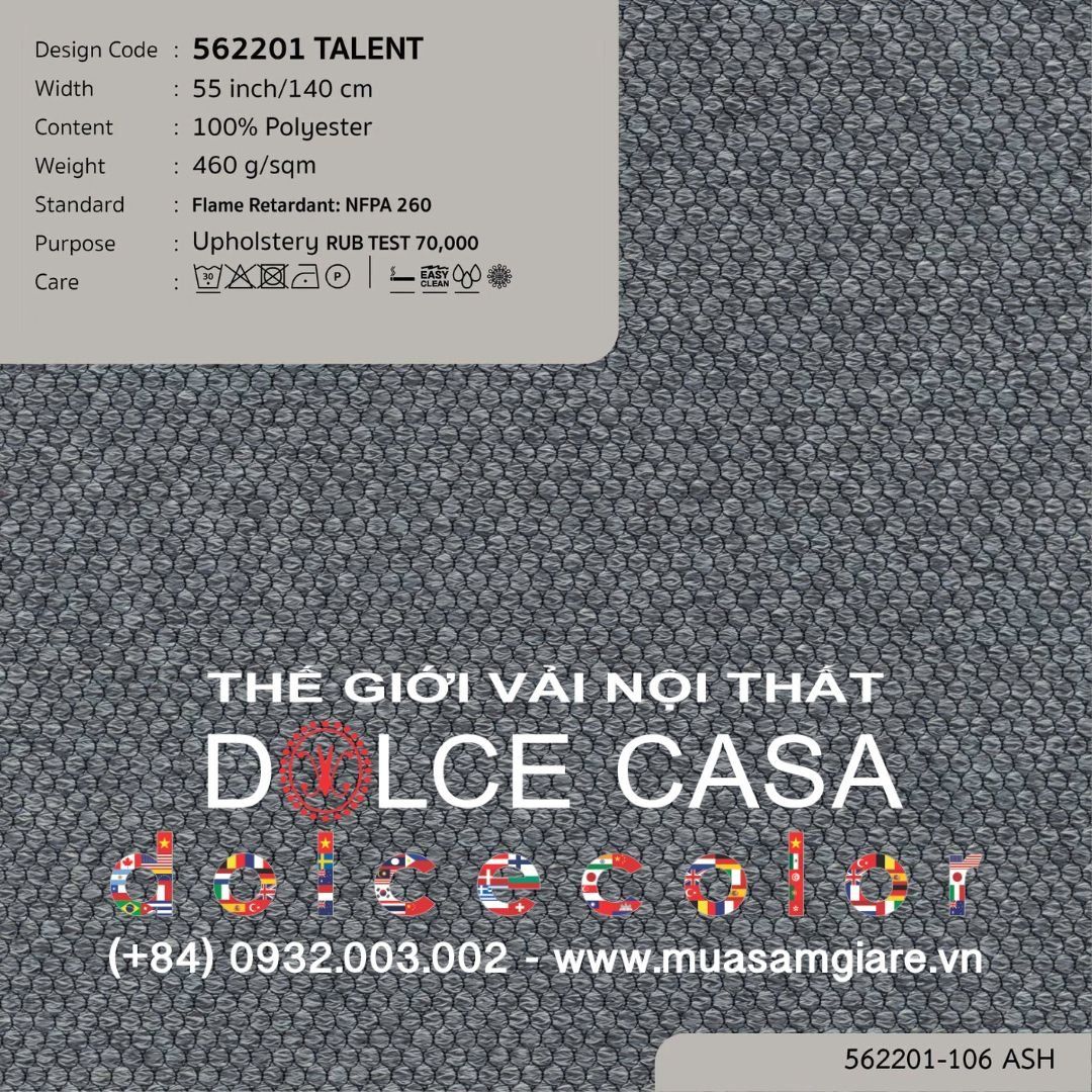  562201 TALENT vải bọc ghế Nitas Thái Lan 2022 140cm 