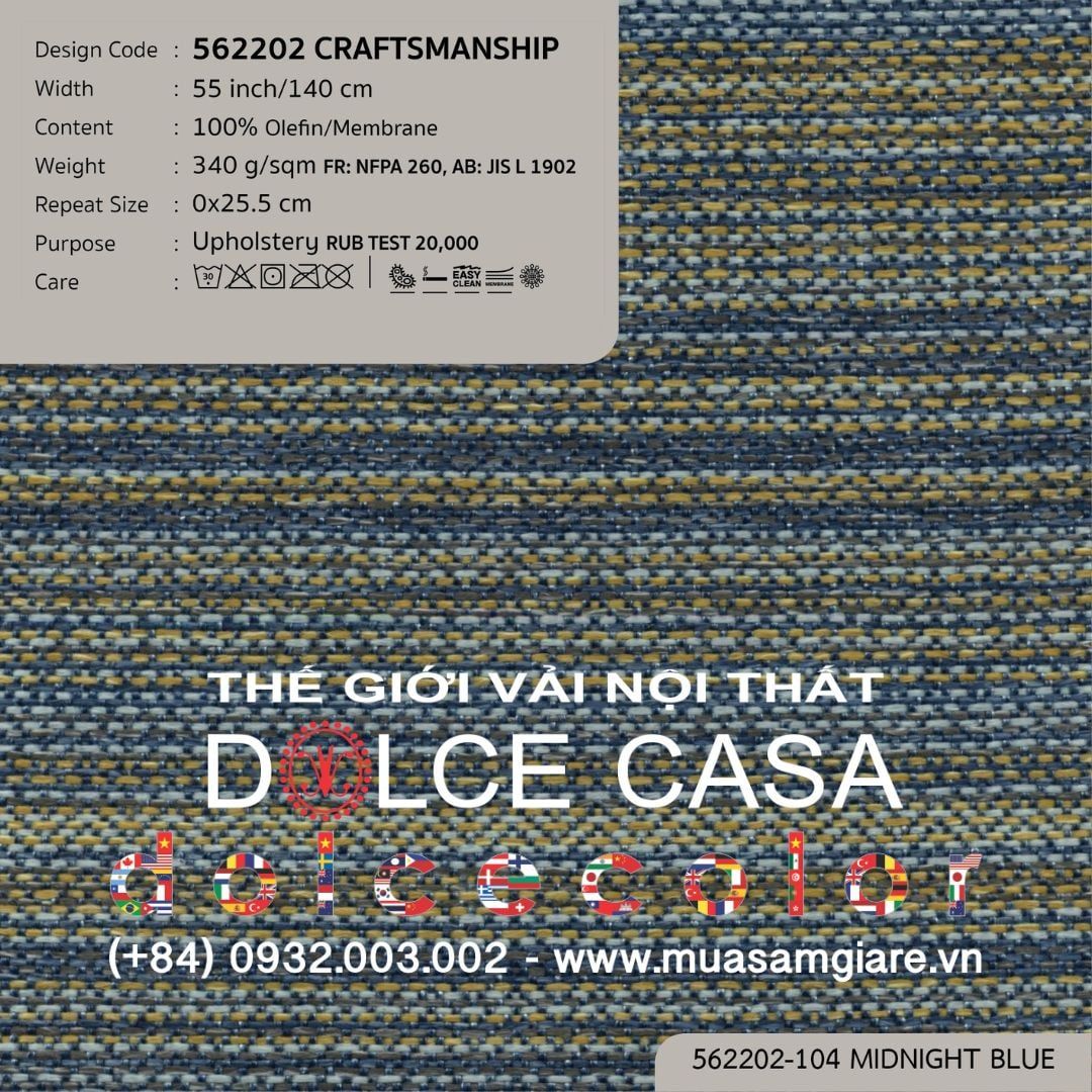  562202 Craftsmanship vải bọc ghế Nitas Thái Lan 2023 140cm 