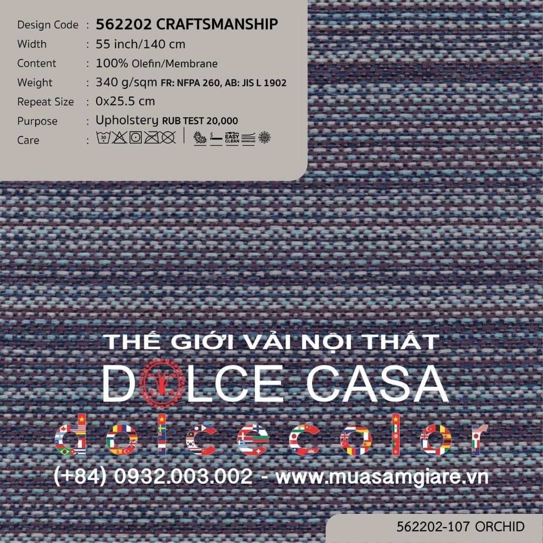  562202 Craftsmanship vải bọc ghế Nitas Thái Lan 2023 140cm 