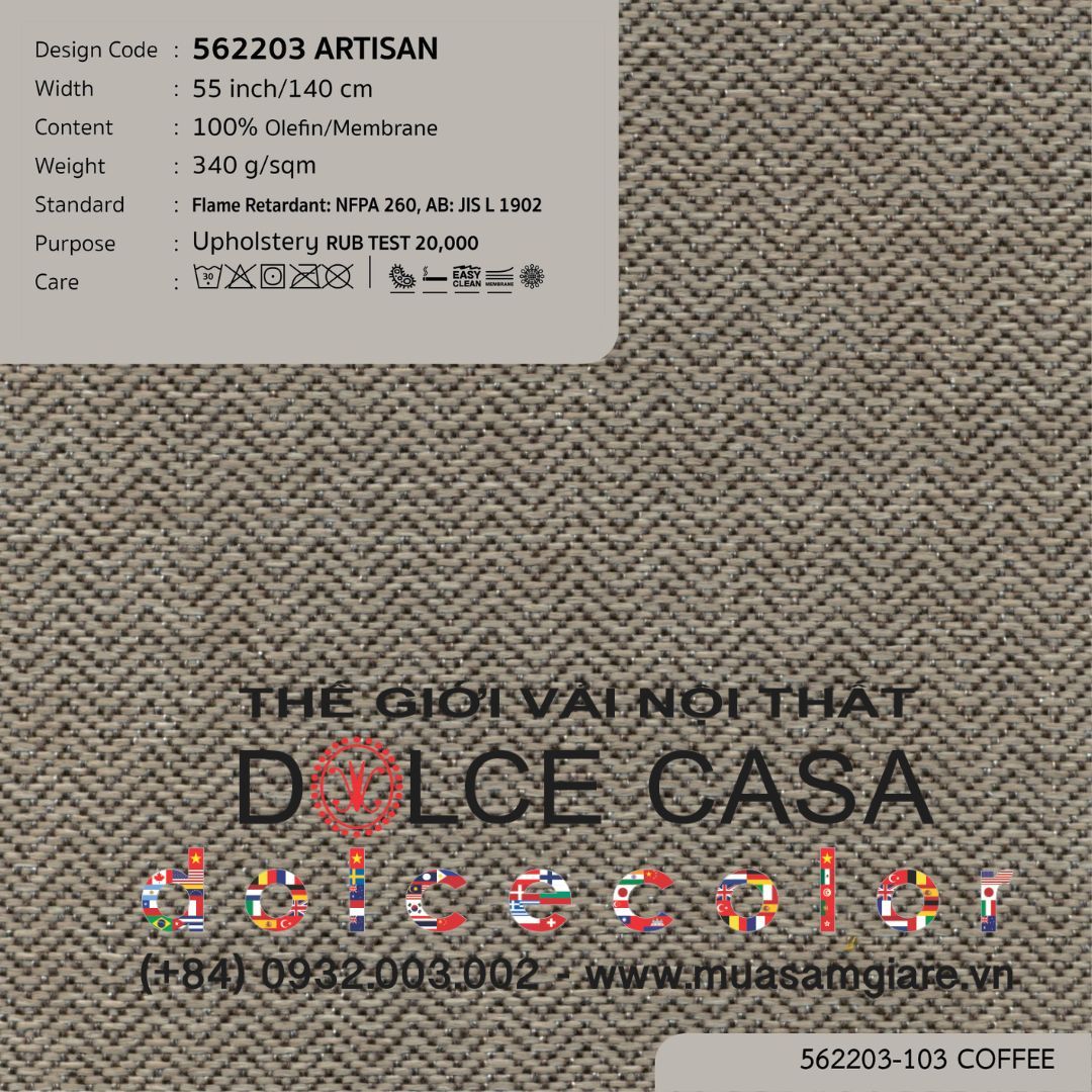  562203 ARTISAN vải bọc ghế Nitas Thái Lan 2023 140cm 