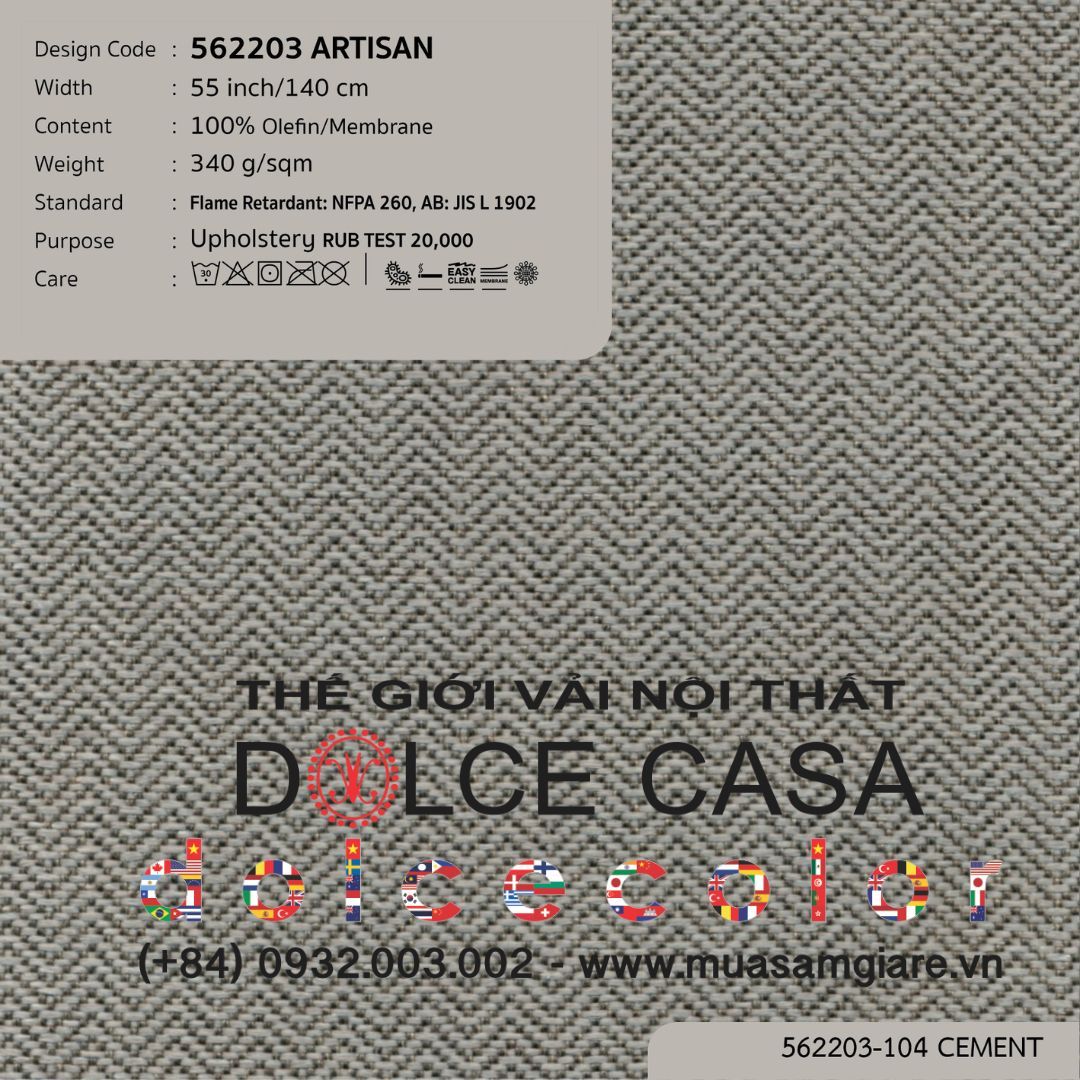  562203 ARTISAN vải bọc ghế Nitas Thái Lan 2023 140cm 