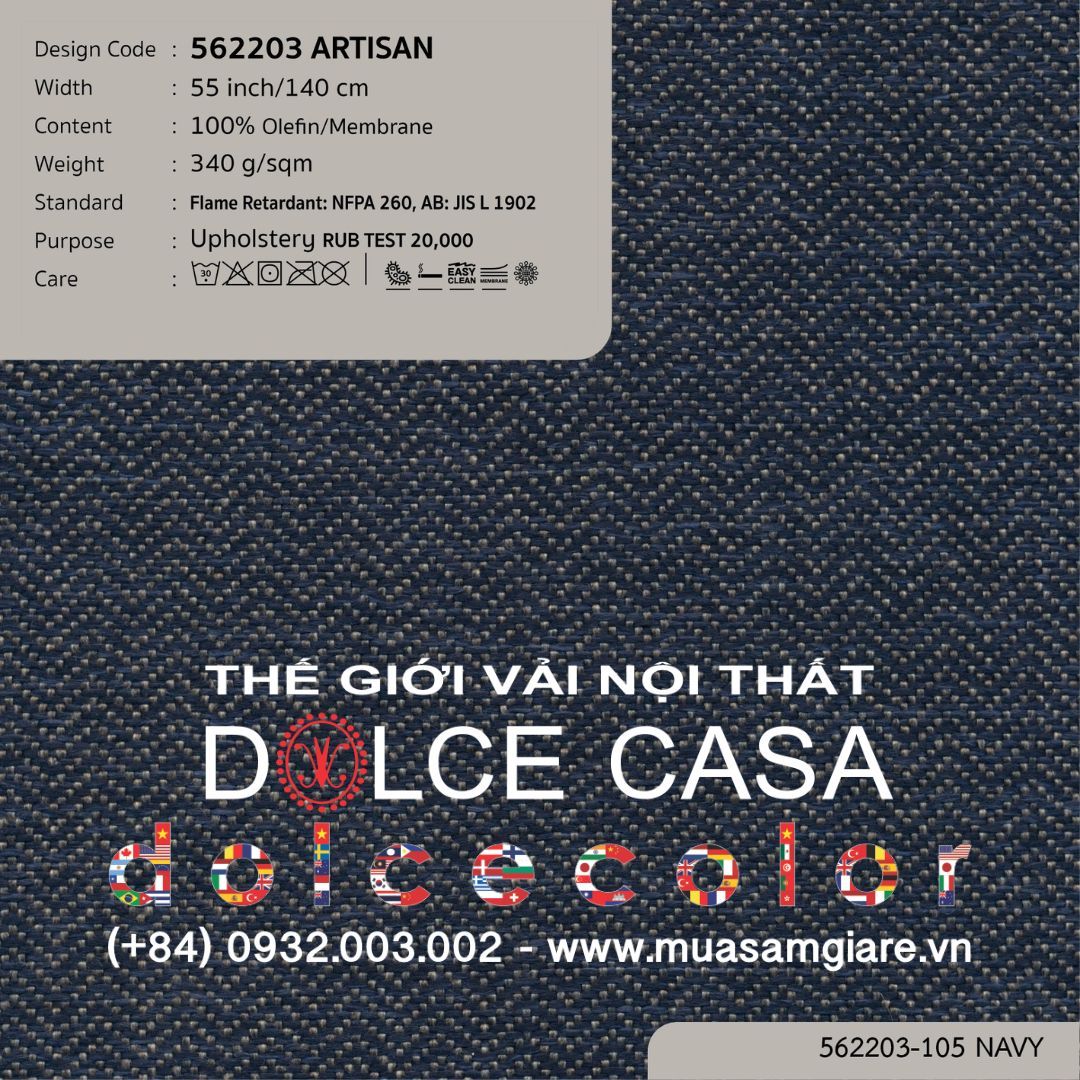  562203 ARTISAN vải bọc ghế Nitas Thái Lan 2023 140cm 