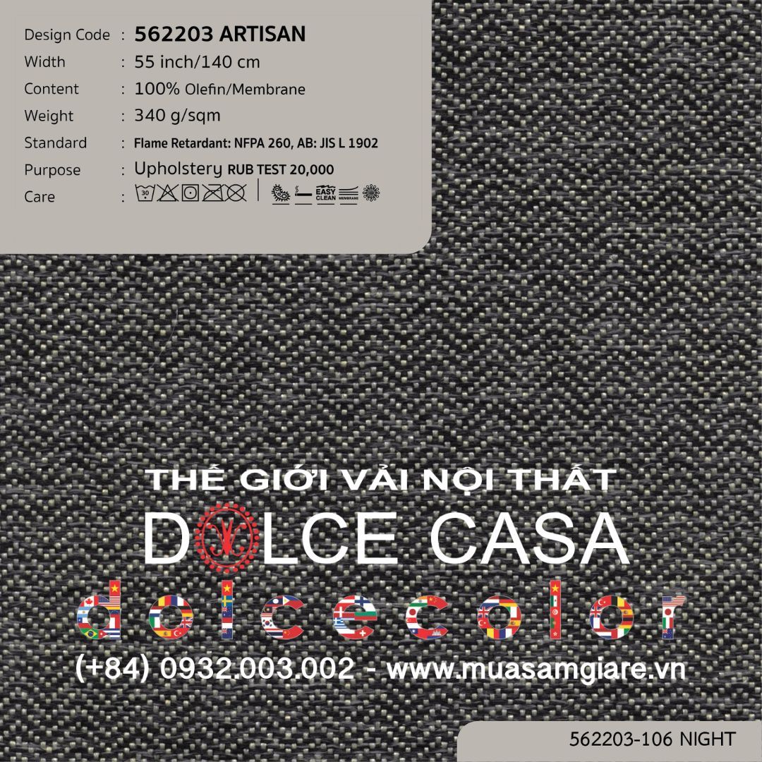  562203 ARTISAN vải bọc ghế Nitas Thái Lan 2023 140cm 