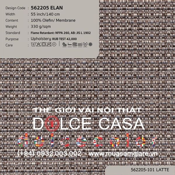 562205-101 ELAN vải bọc sofa Nitas Thái Lan 2023 140cm