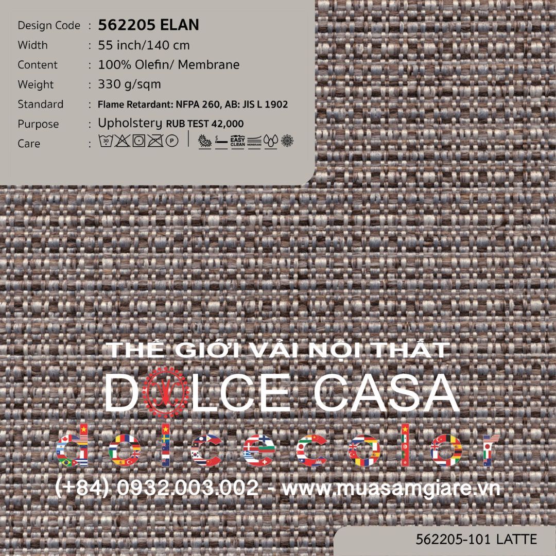  562205 ELAN vải bọc ghế Nitas Thái Lan 2023 140cm 