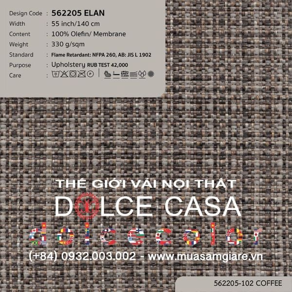 562205-101 ELAN vải bọc sofa Nitas Thái Lan 2023 140cm