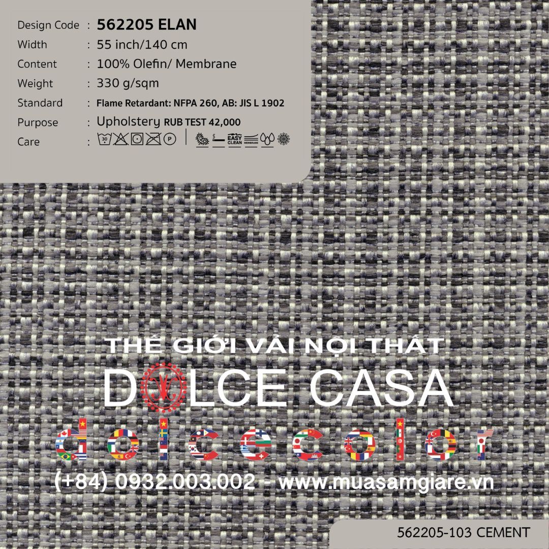  562205 ELAN vải bọc ghế Nitas Thái Lan 2023 140cm 